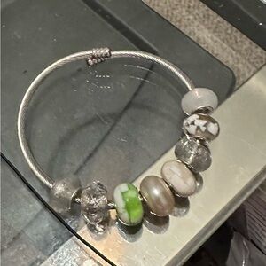 Silver plated bracelet with charms adjustable